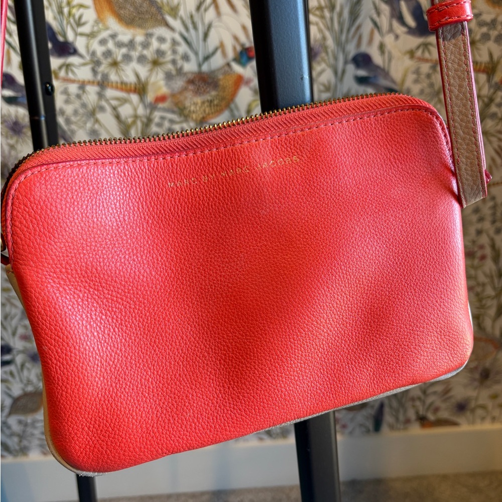 Marc Jacobs Orange and Tan Leather Crossbody Bag